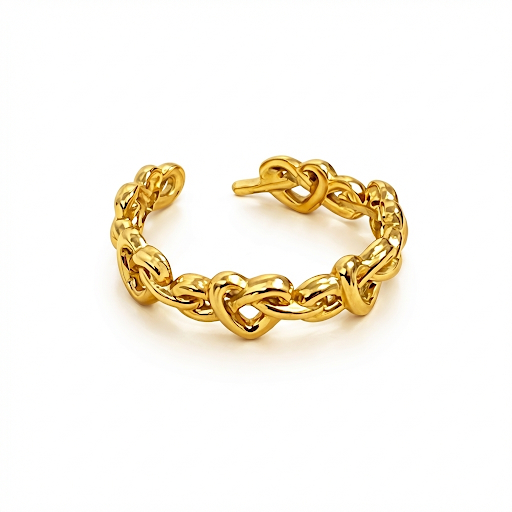 Gold Heart Link Chain Ring