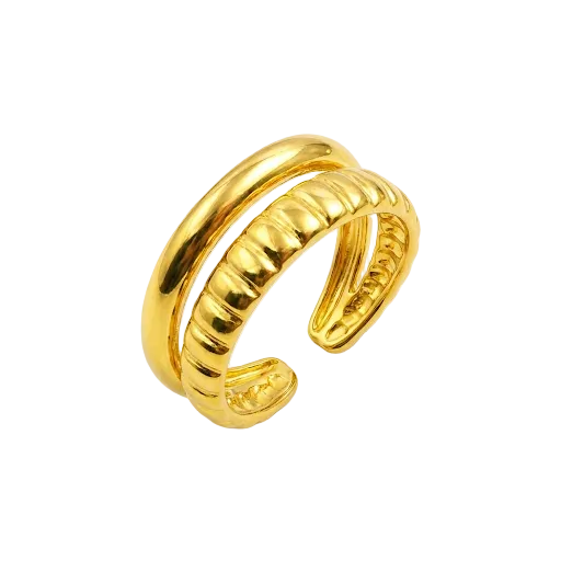 Gold Ribbed Dome Ring