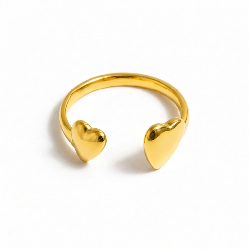 Gold Double Heart Ring