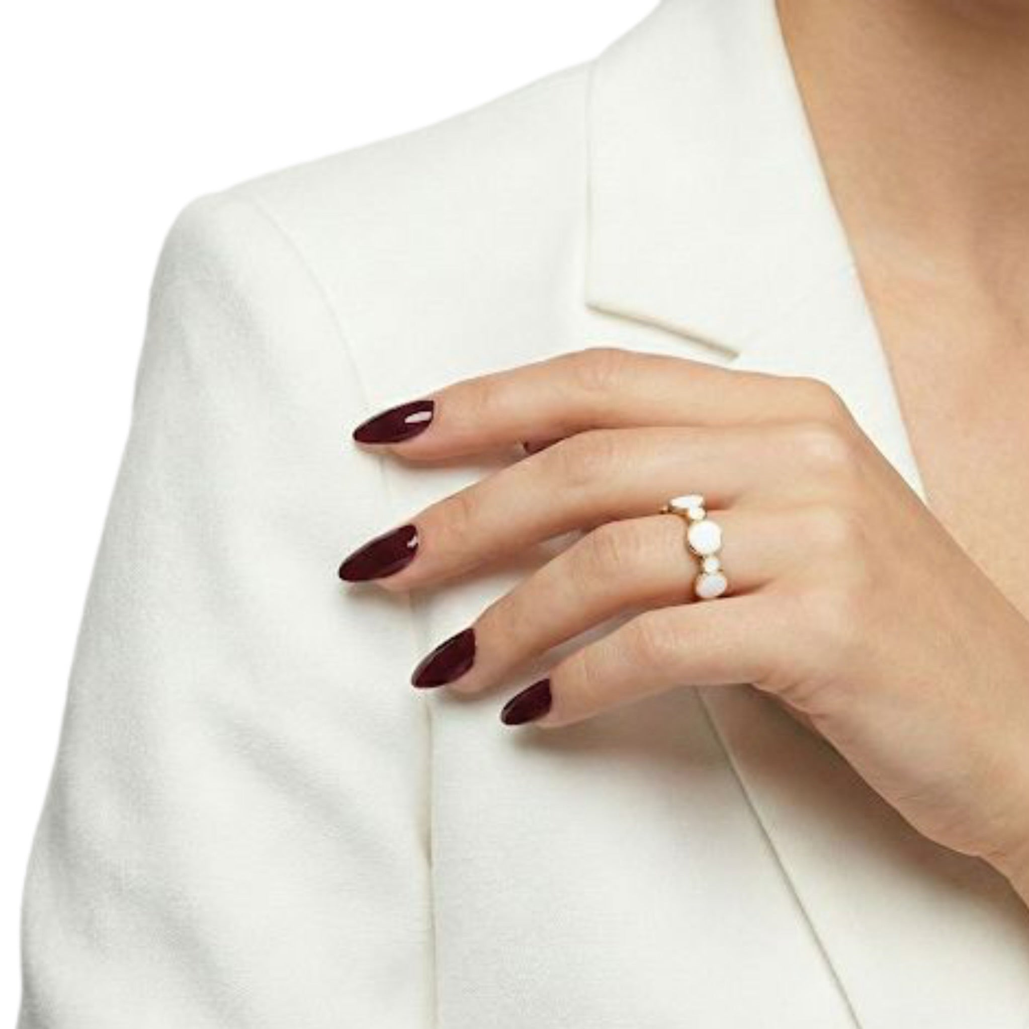 Multiple Circular White Enamel Ring
