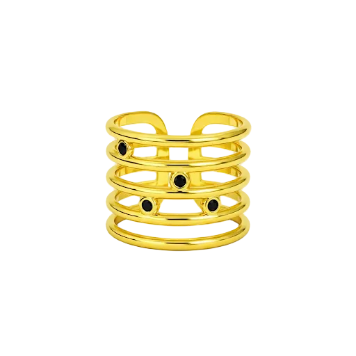 Black Rhinestones Gold Layered Wire Band