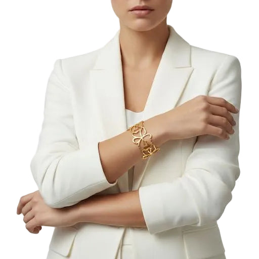 Gold Floral Lattice Bangle