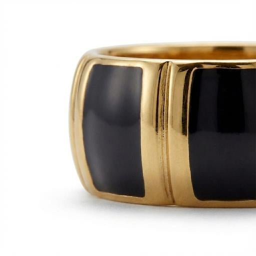 Gold & Black Enamel Statement Ring