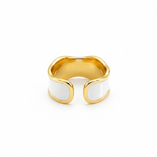 White Enamel Wave Ring