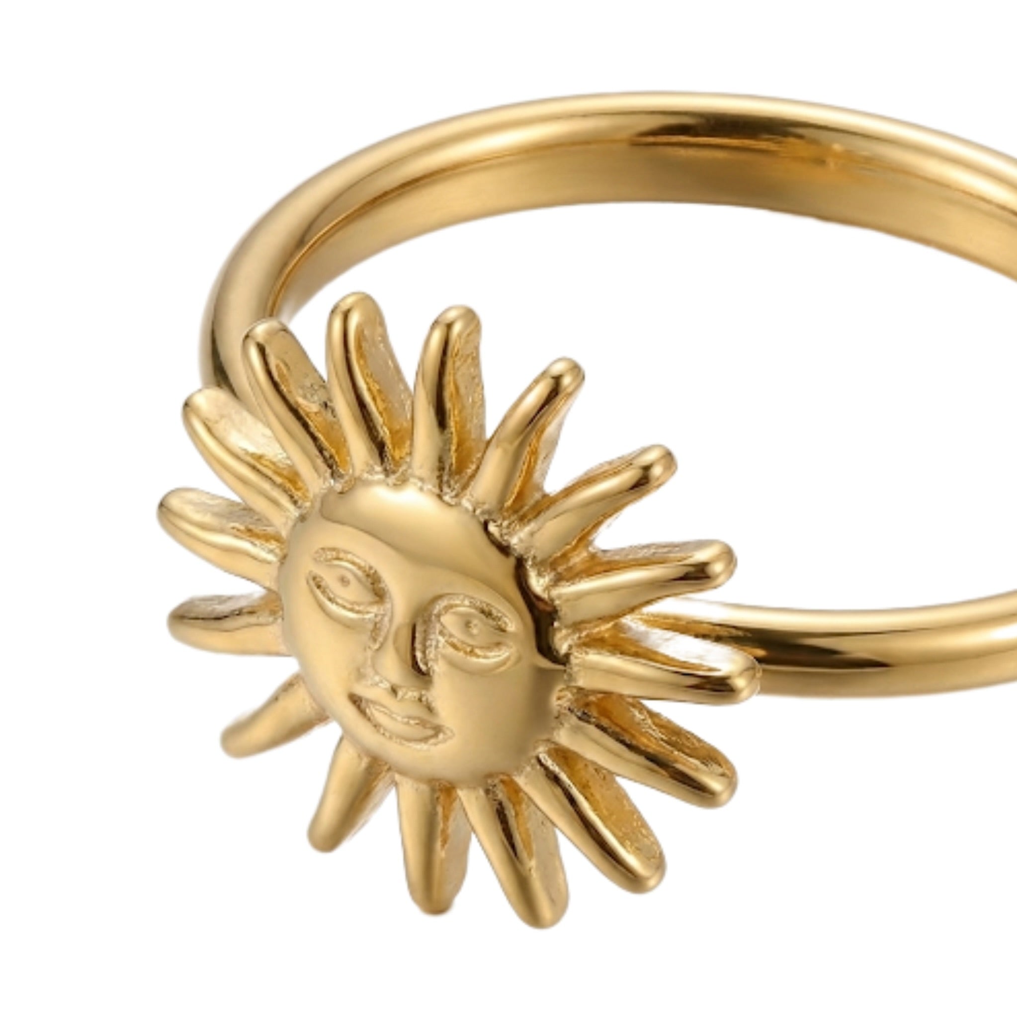 Celestial Gold Sun Face Ring