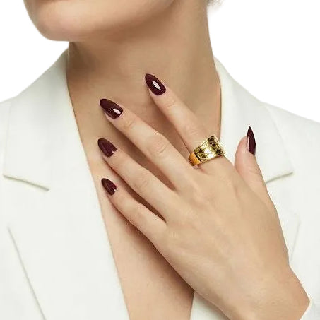 Wide Gold Geometric Ring