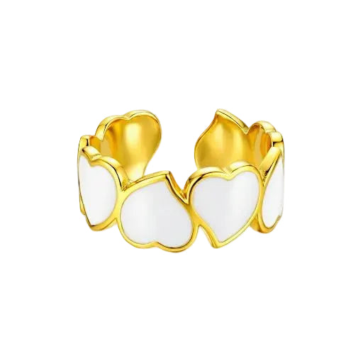 White Enamel & Gold Linked Hearts