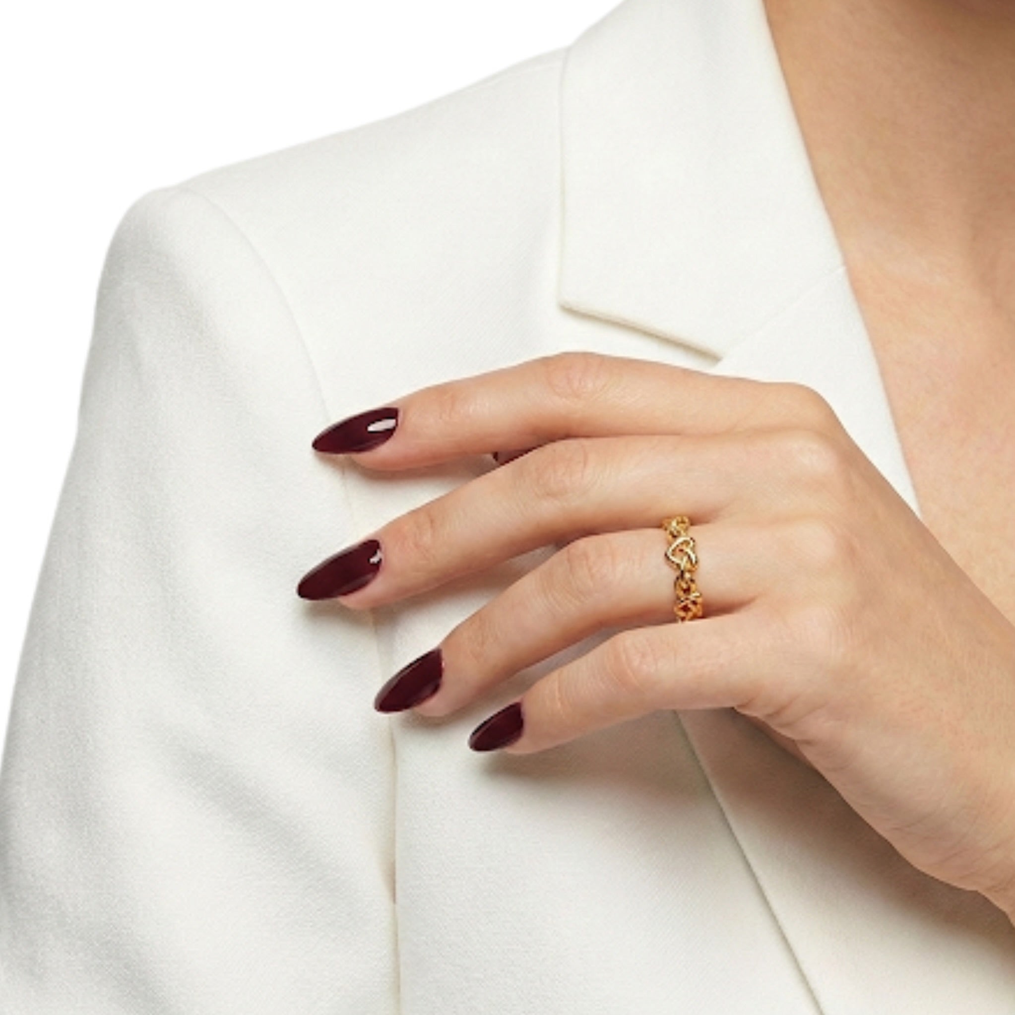 Gold Heart Link Chain Ring