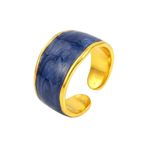 Navy Blue Marble Enamel Cuff Band