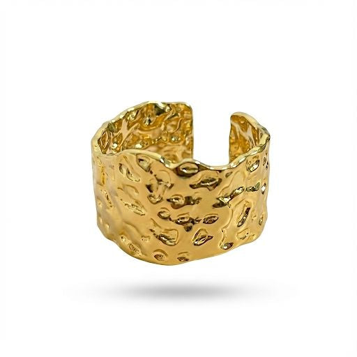 Gold Textured Wide Ring