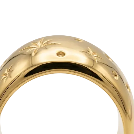 Wide Ring with Stars Engraving