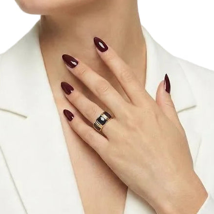 Gold & Black Enamel Statement Ring