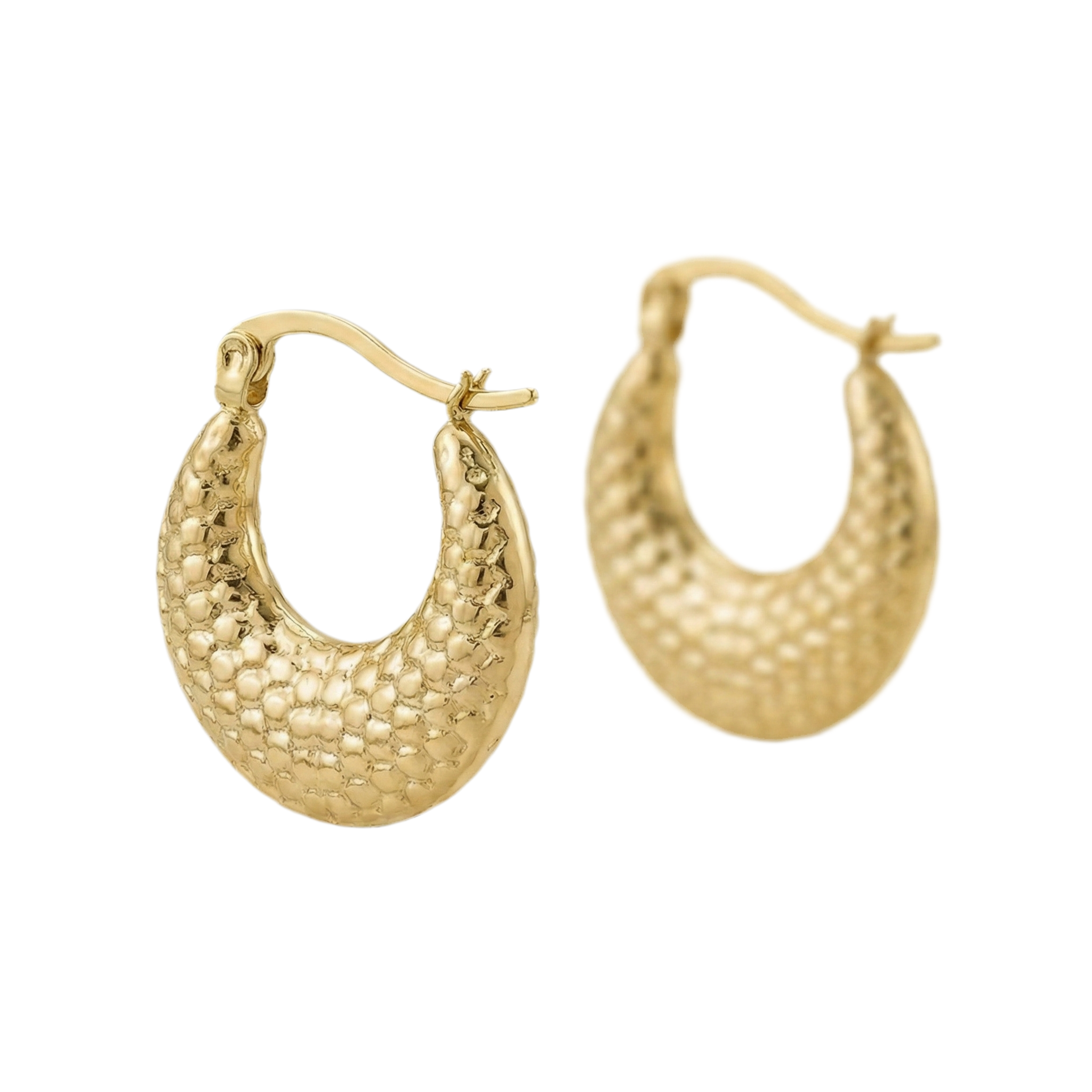 Textured Gold Crescent Hoop Earrings