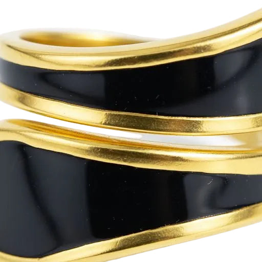 Black Enamel & Gold Wrap Ring