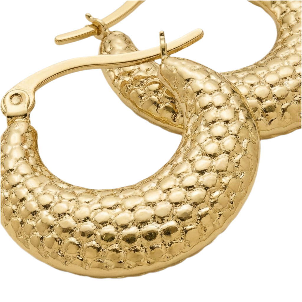 Textured Gold Crescent Hoop Earrings