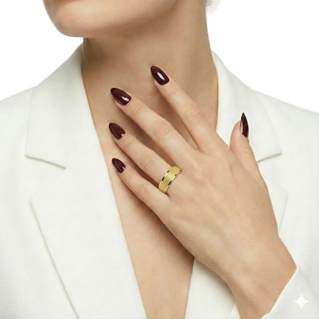 Minimalist Frosted Gold Ring Band