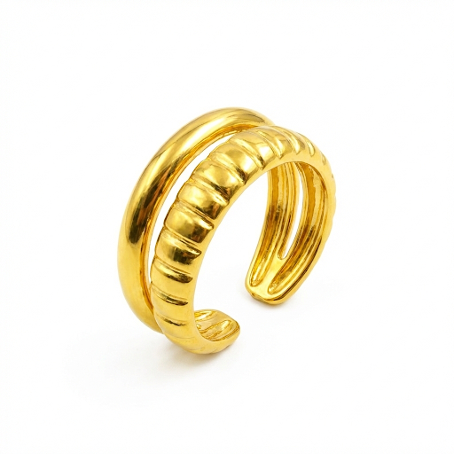 Gold Ribbed Dome Ring