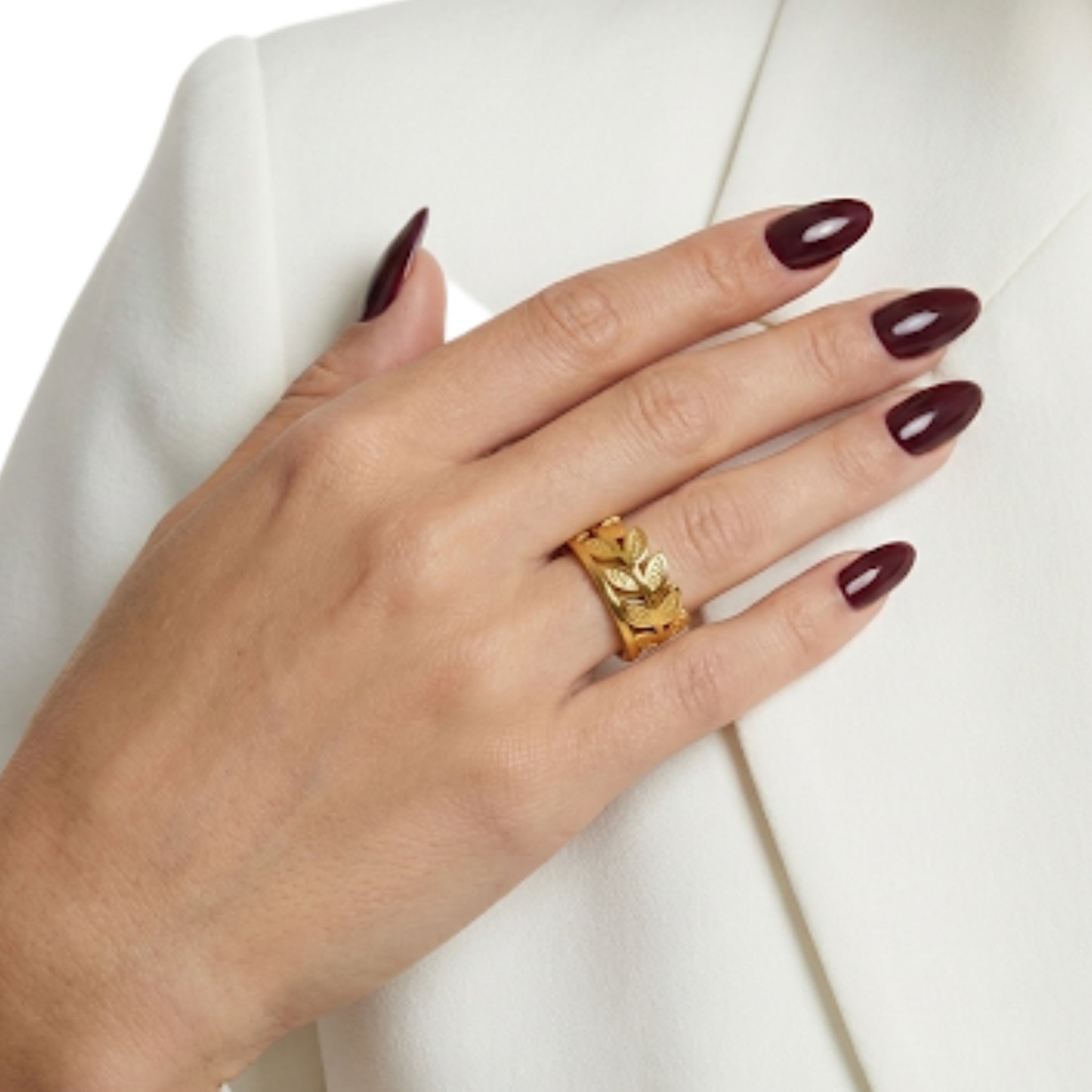 Gold Leaf Pattern Ring
