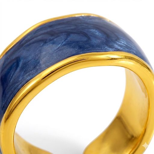 Navy Blue Marble Enamel Cuff Band