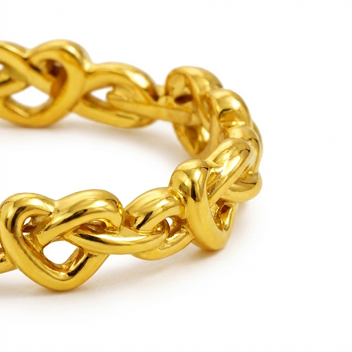Gold Heart Link Chain Ring