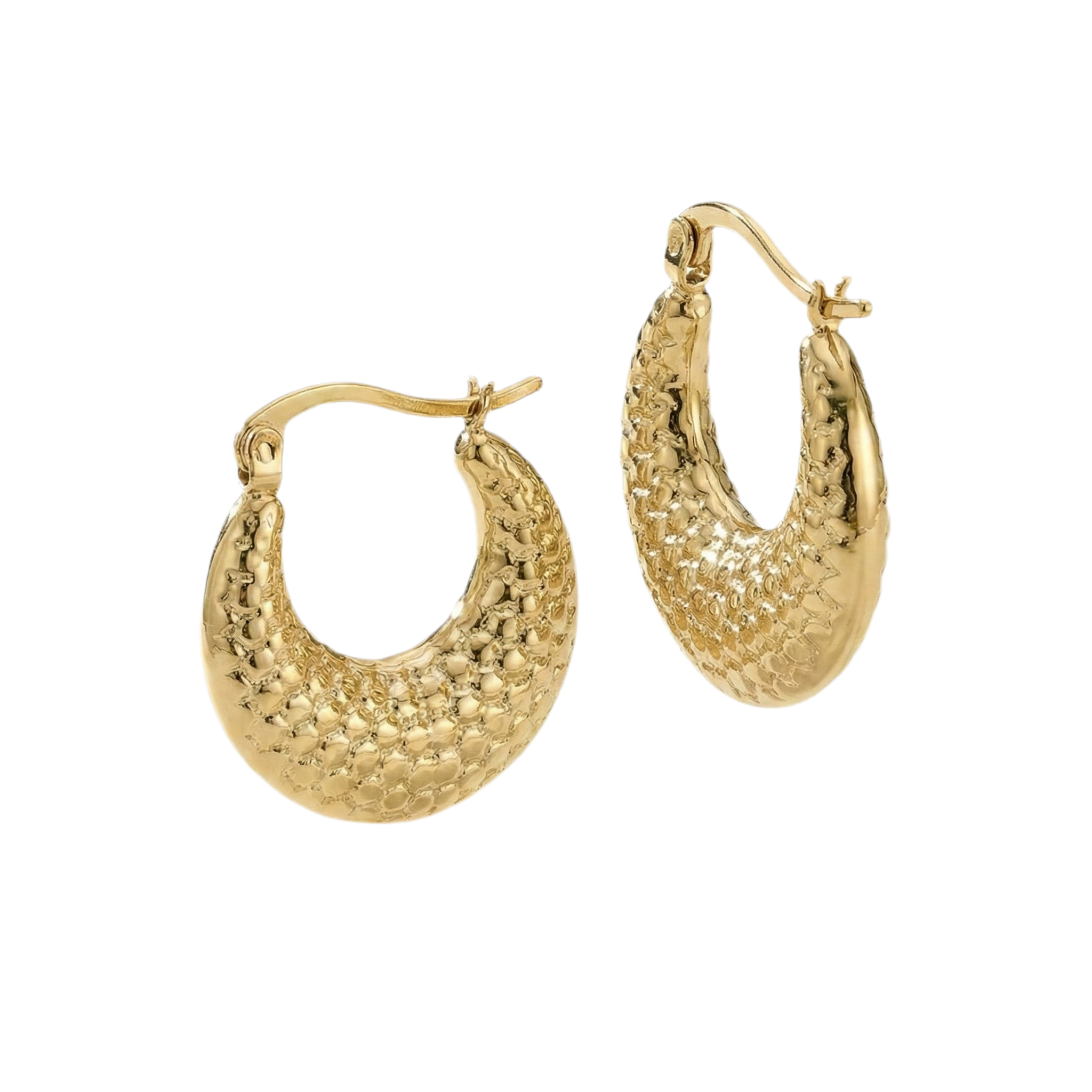 Textured Gold Crescent Hoop Earrings