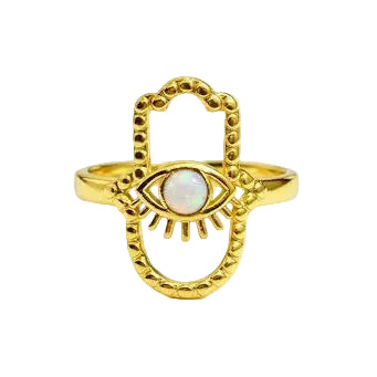 Gold Evil Eye Hand Ring