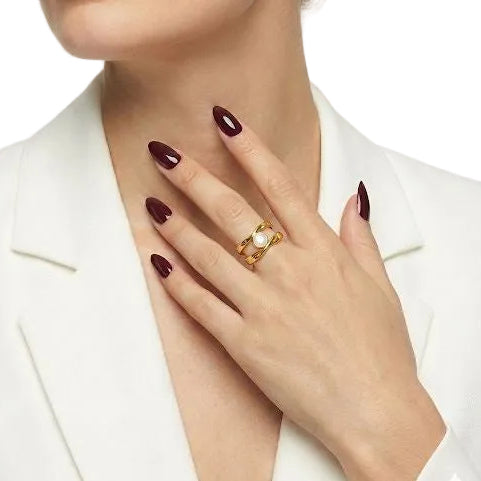 Gold Pearlescent Criss Cross Ring