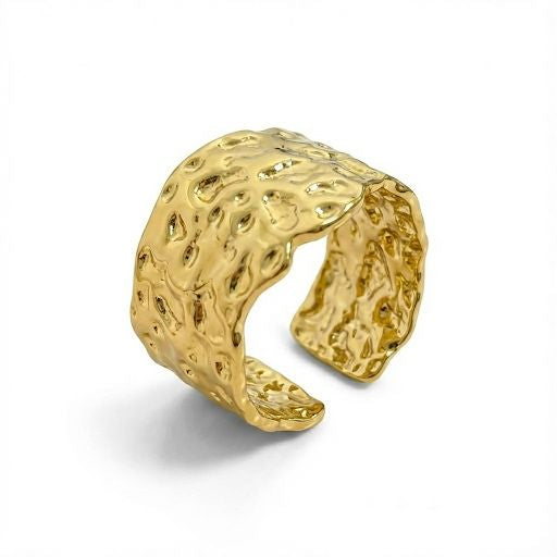 Gold Textured Wide Ring