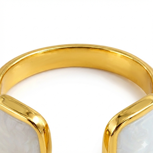 White Enamel Double Rectangle Ring