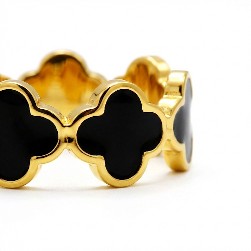 Van Cleef Inspired Black Clover Ring