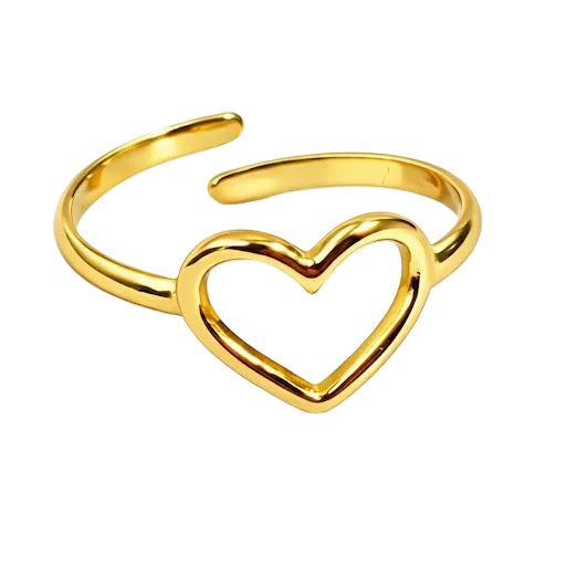 Gold Outline Heart Ring