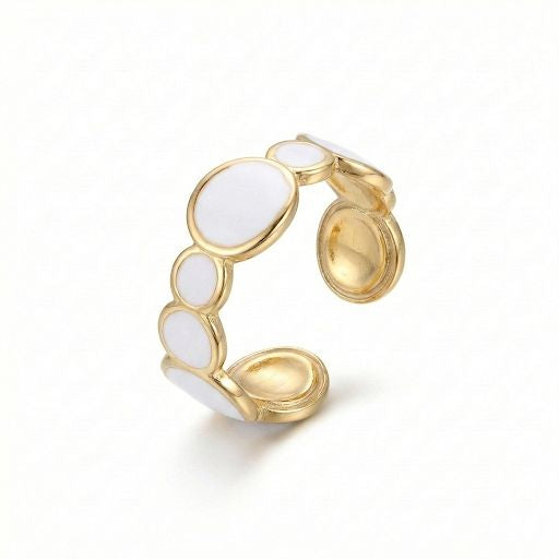 Multiple Circular White Enamel Ring
