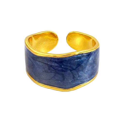 Navy Blue Marble Enamel Cuff Band