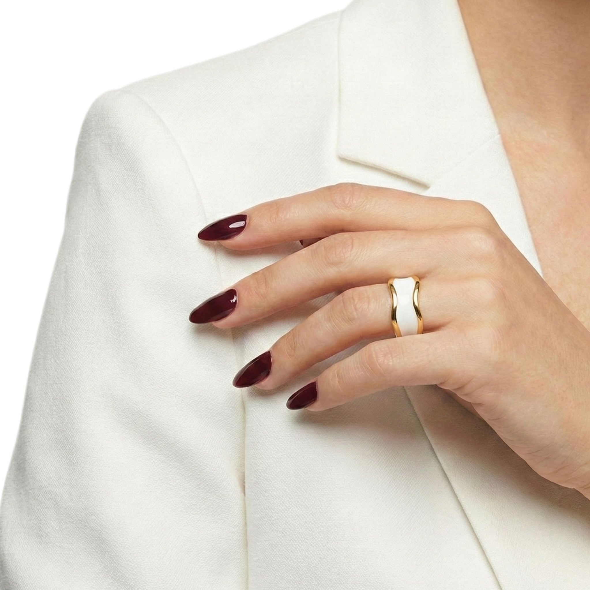 White Enamel Wave Ring