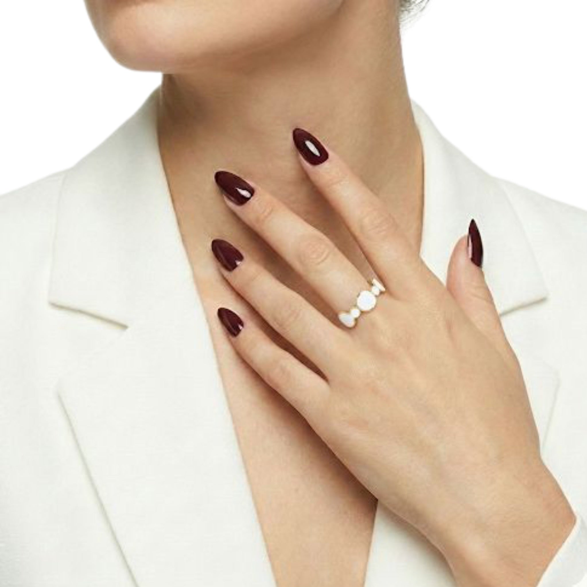 Multiple Circular White Enamel Ring