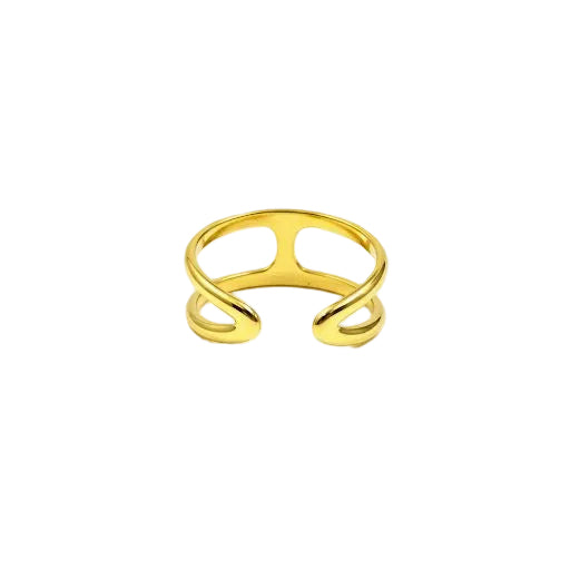 H-Shaped Double Band Gold Ring