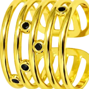 Black Rhinestones Gold Layered Wire Band