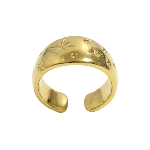 Wide Ring with Stars Engraving