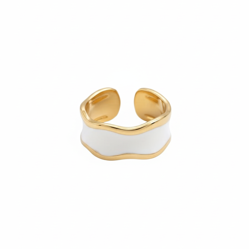 White Enamel Wave Ring
