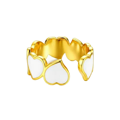 White Enamel & Gold Linked Hearts