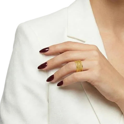 Modern Five-Tier Beaded Stacked Ring