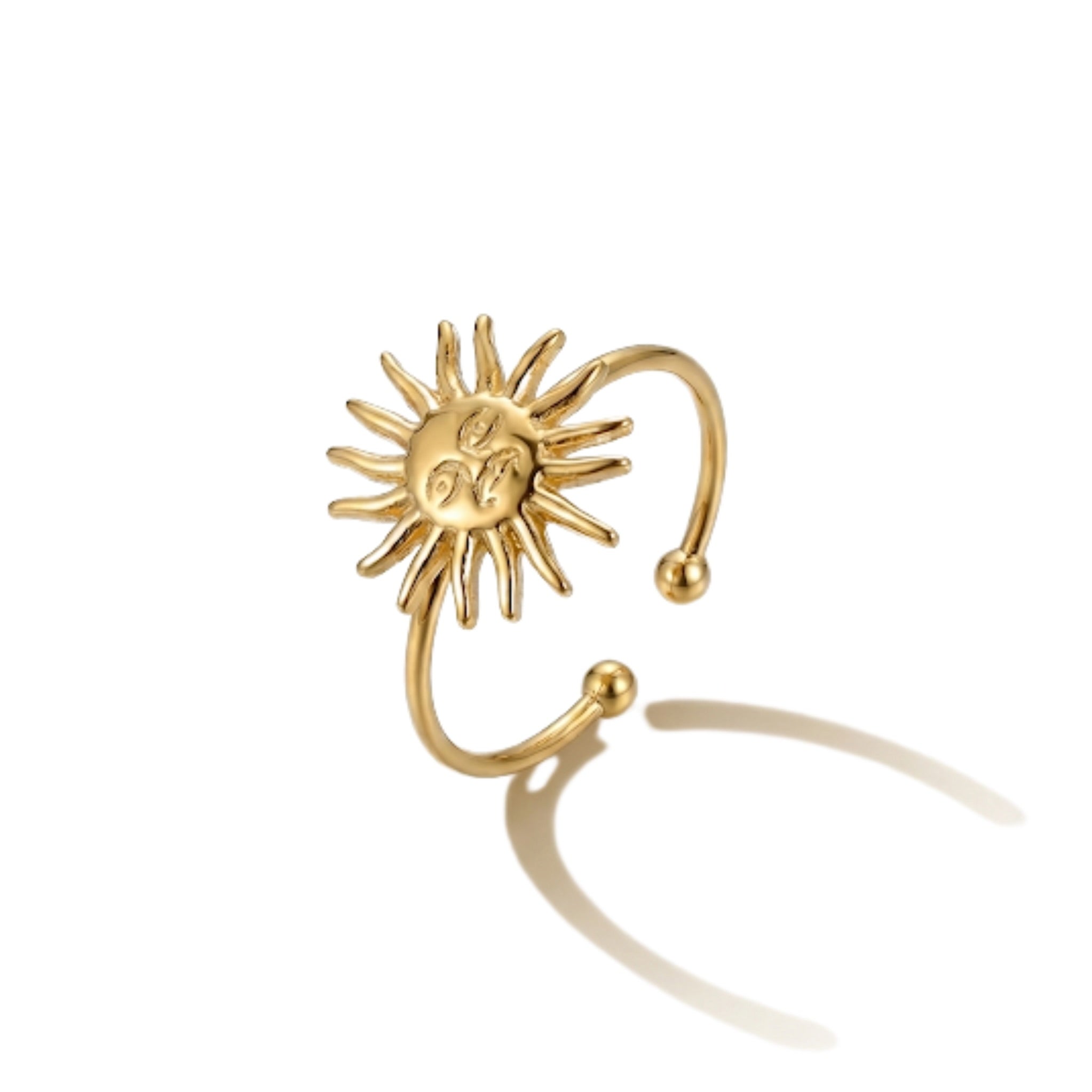 Celestial Gold Sun Face Ring