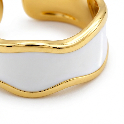 White Enamel Wave Ring