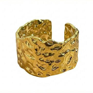 Gold Textured Wide Ring