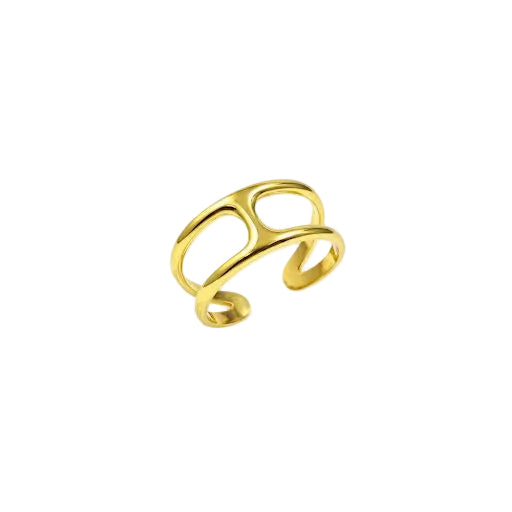 H-Shaped Double Band Gold Ring