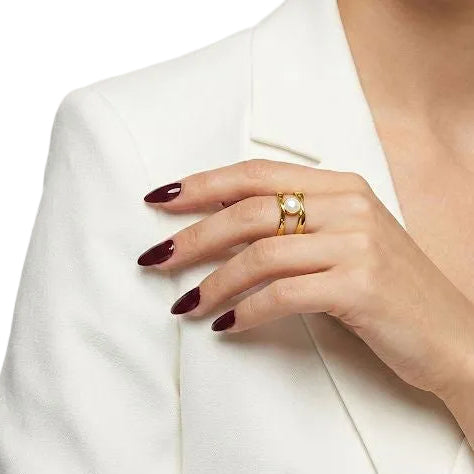 Gold Pearlescent Criss Cross Ring