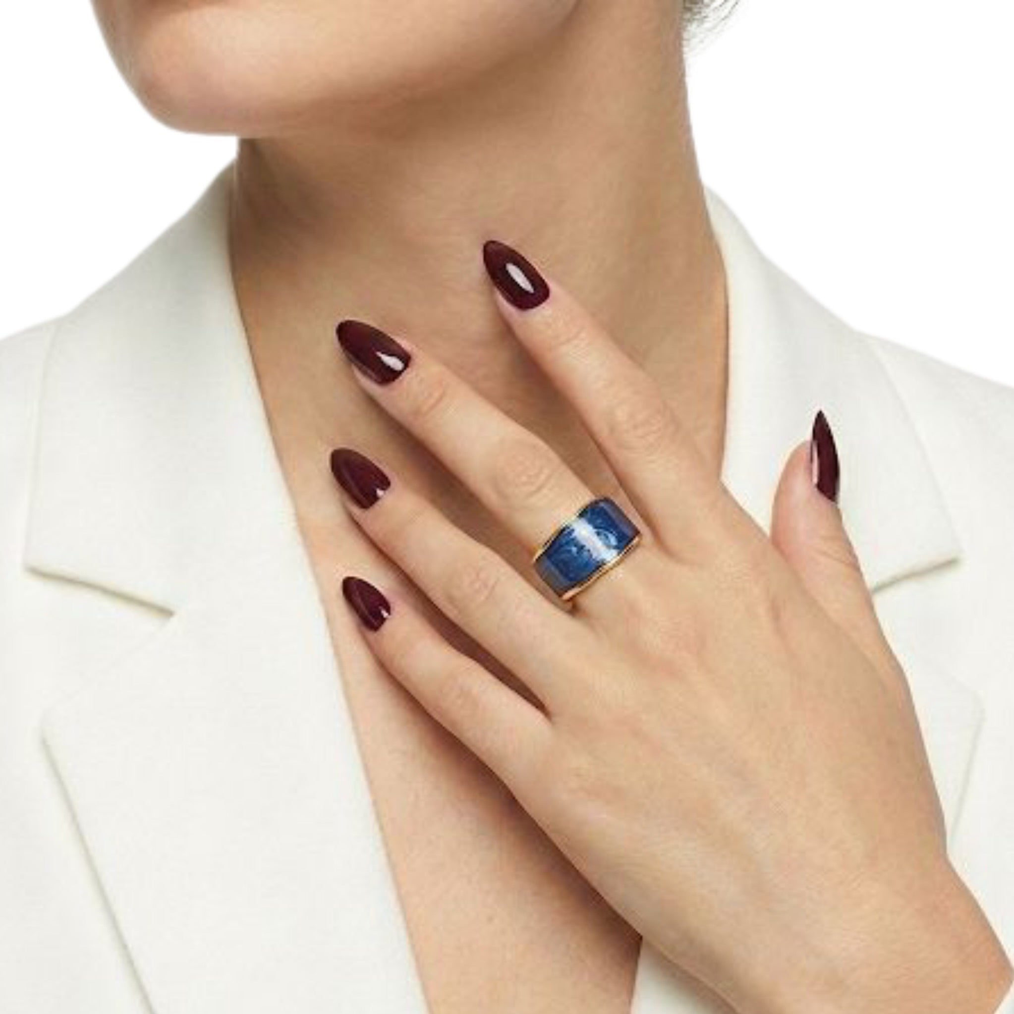 Navy Blue Marble Enamel Cuff Band