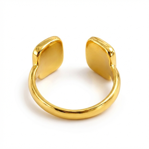 White Enamel Double Rectangle Ring