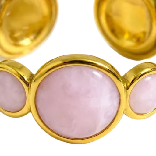 Pink Enamel & Gold Circular Linked Ring