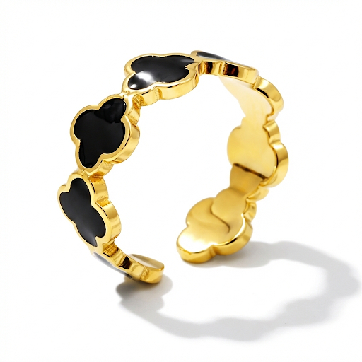 Van Cleef Inspired Black Clover Ring
